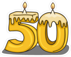 50th  Birthday Candle Sticker
