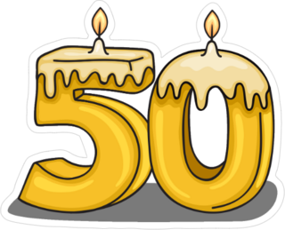 50th  Birthday Candle Sticker