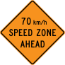 70 Km Speed Zone Ahead Sticker