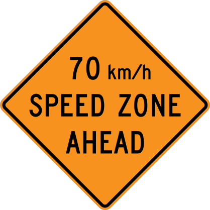 70 Km Speed Zone Ahead Sticker