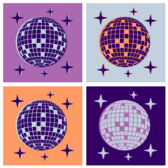 70s Disco Balls Illustration Pop Art Sticker