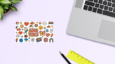70s Good Vibes Sticker Sheet on a Desk (New) example