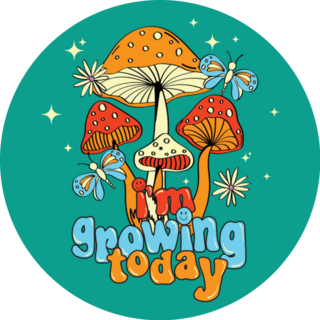 70s Groovy Themed Growing Today Mushroom Sticker