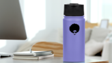 70s Man Face With Frizzy Hair Sticker on a Water Bottle (New) example