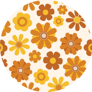 70s Orange And Yellow Floral Pattern Sticker
