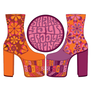 70s Retro Disco Platform Shoes Share Your Groove Sticker 