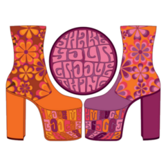 70s Retro Disco Platform Shoes Share Your Groove Sticker 
