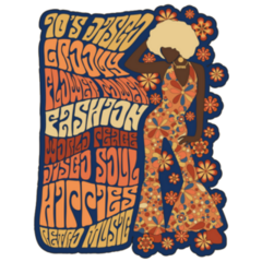 70s Retro Groovy Disco Girl Lettering Illustration Sticker