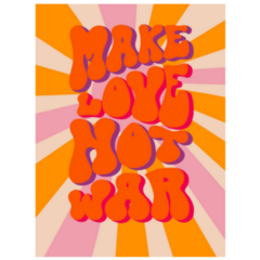 70s Retro Hand Lettering Make Love Not War Sticker