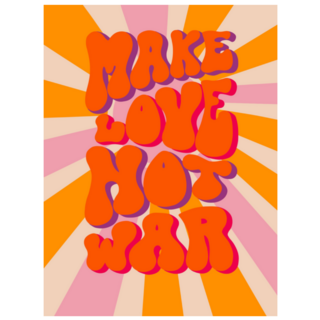 70s Retro Hand Lettering Make Love Not War Sticker