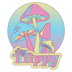 70s Retro Hippie Stay Trippy Mushroom Lettering Sticker