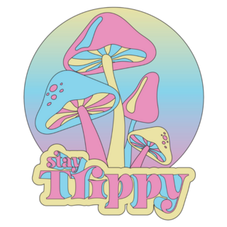 70s Retro Hippie Stay Trippy Mushroom Lettering Sticker