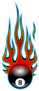 8 Ball on Fire Sticker