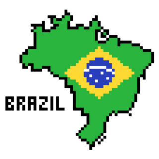 8 Bit Pixel Art Brazil Map Sticker