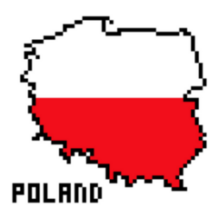 8 Bit Pixel Art Poland Flag Map Sticker