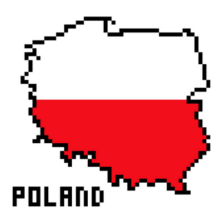 8 Bit Pixel Art Poland Flag Map Sticker