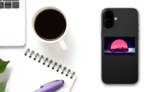 80s Style Sci-fi Car Sticker on a Phone (New) example