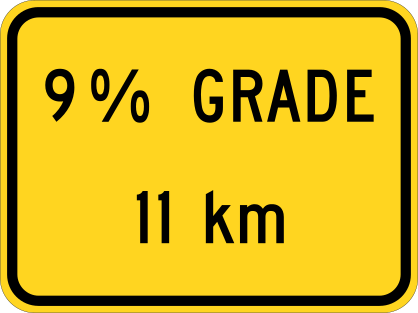 9% Grade 11 Km Sticker