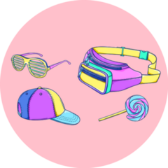 90s Fashion Pieces Illustration Sticker 