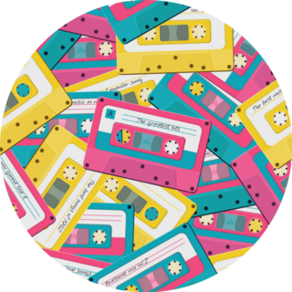 90s Music Theme Cassettes Pattern Sticker