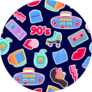 90s Pattern With Trendy Objects Sticker