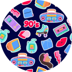 90s Pattern With Trendy Objects Sticker