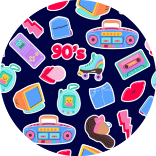 90s Pattern With Trendy Objects Sticker