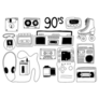 90s Retro Doodle Objects Illustration Sticker