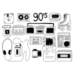90s Retro Doodle Objects Illustration Sticker