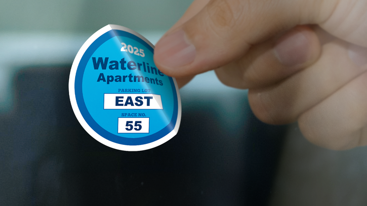 Apartment with Space Circle Parking Permit Sticker A