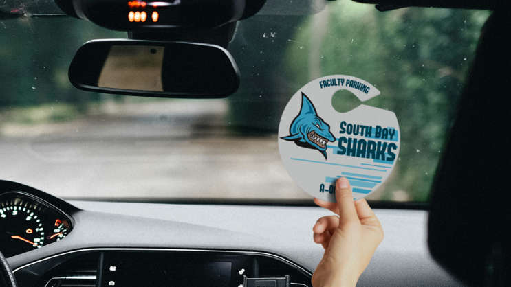 Circle Two Color Stripes School Hang Tag Parking Permit A