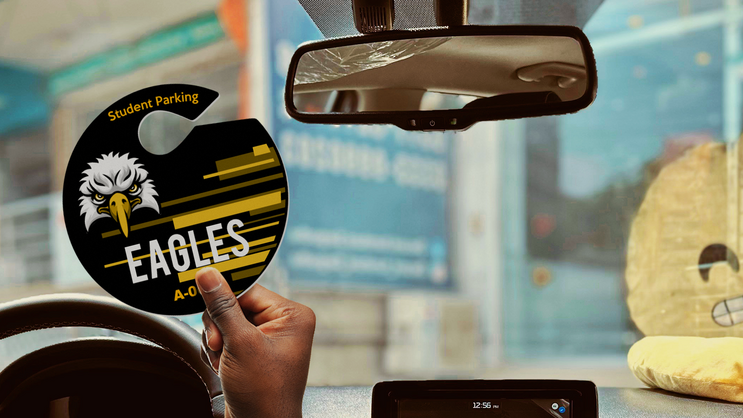 Circle Two Color Stripes School Hang Tag Parking Permit B