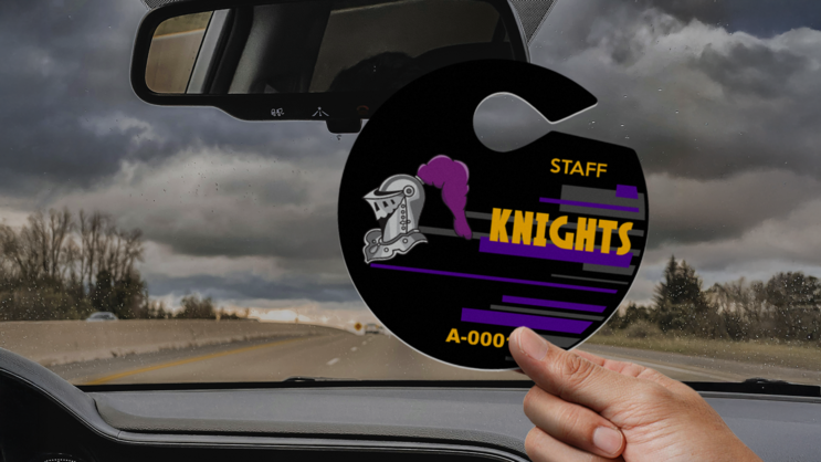 Circle Two Color Stripes School Hang Tag Parking Permit C