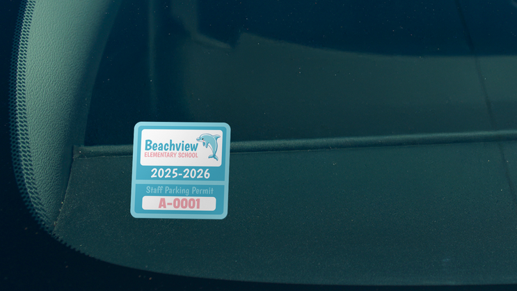 Colorful Elementary School Square Parking Permit Sticker B