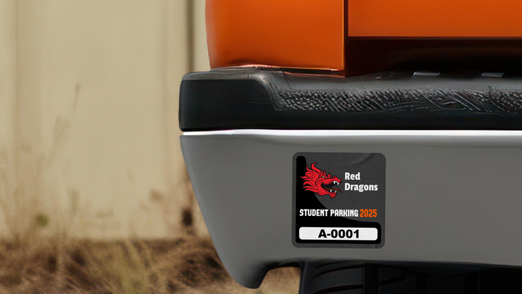 Curved Two Color Square School Parking Permit Sticker A