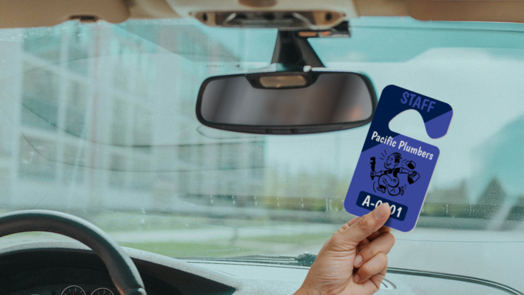 Diagonal Color Employee Parking Permit Hang Tag A