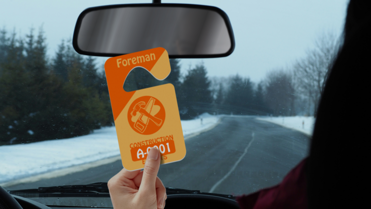 Diagonal Color Employee Parking Permit Hang Tag B