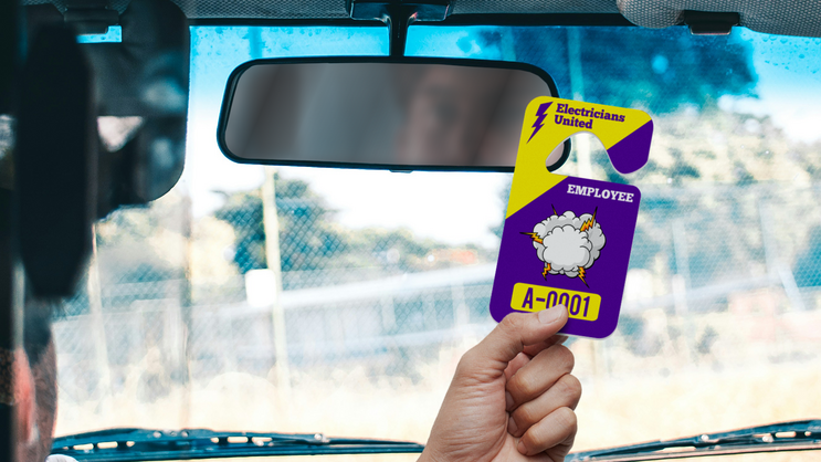 Diagonal Color Employee Parking Permit Hang Tag C