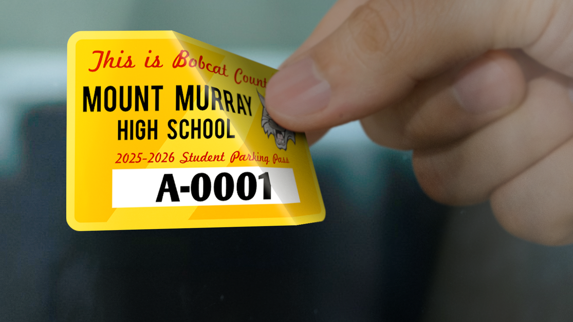 Entry Permit Sticker Diagonal Stripe Rectangle School Parking Permits
