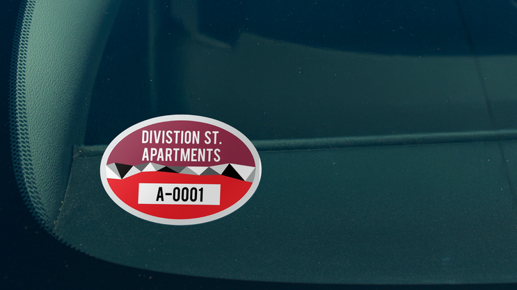 Divided Oval Apartment Parking Permit Sticker B
