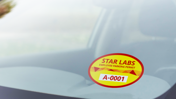 Divided Oval Employee Parking Permit Sticker B