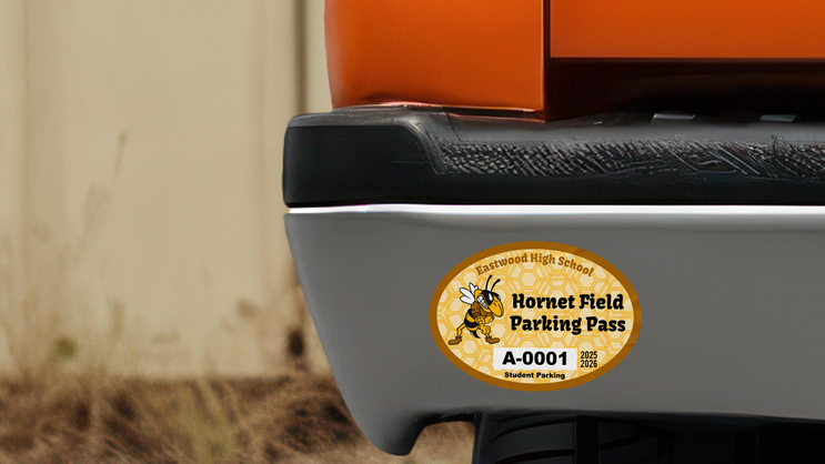 Double Hexagon Oval School Parking Permit Sticker B