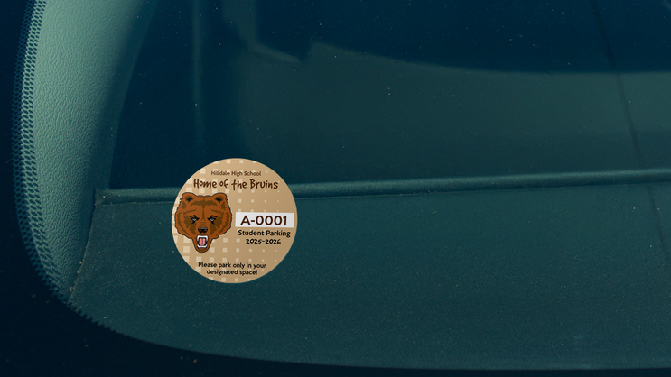 Fading Squares Circle School Parking Permit Sticker A