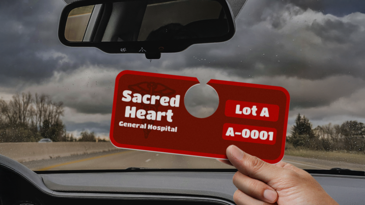 Horizontal Rectangle Employee Parking Permit Hang Tag C