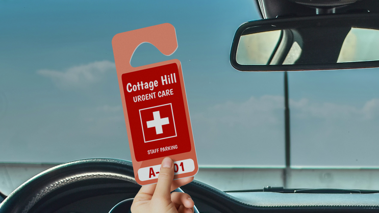 Large Employee Rectangle Parking Permit Hang Tag C