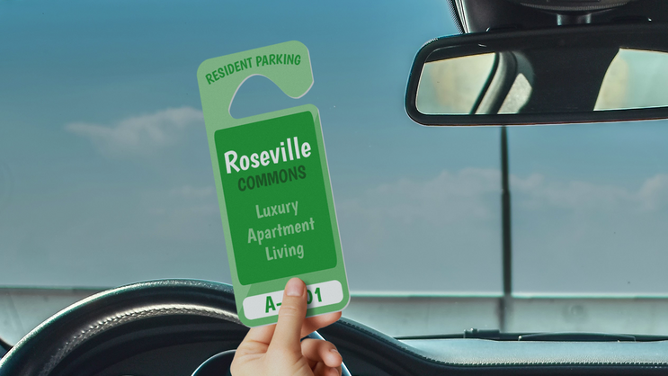 Large Rectangle Apartment Parking Permit Hang Tag A