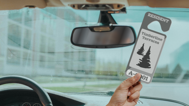Large Rectangle Apartment Parking Permit Hang Tag B