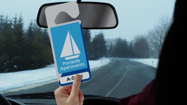 Large Rectangle Apartment Parking Permit Hang Tag C