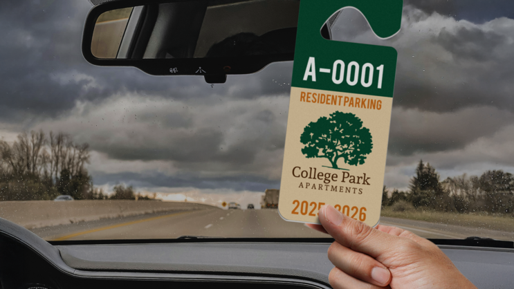 Long 2-Color Apartment Hang Tag Parking Permit B