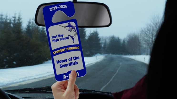 Long Rectangle With Arch Parking Permit Hang Tag B